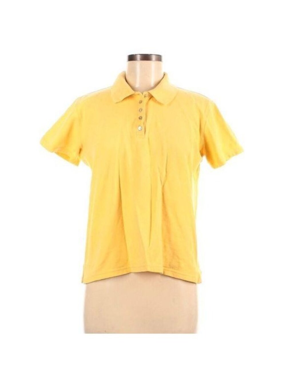 Vintage Talbots Yellow Short Sleeve Polo Shirt Medium 100% Cotton Womens Top